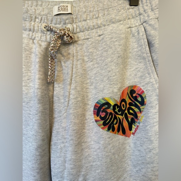 Scotch & Soda Born to Love unisex Joggers Sweat Pants Gray/Cream size Medium - Picture 8 of 13